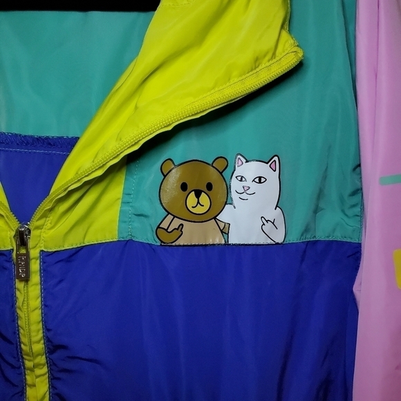 Teddy Fresh Rip N Dip Pastel Hooded Pullover Windbreaker Jacket Mens Medium - Picture 5 of 15